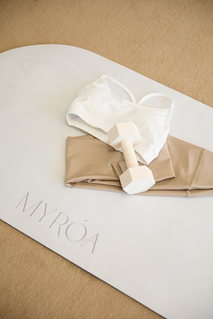 【6mm/TPE/White】MYRÓA SUEDE EXERCISE MAT&STRAP